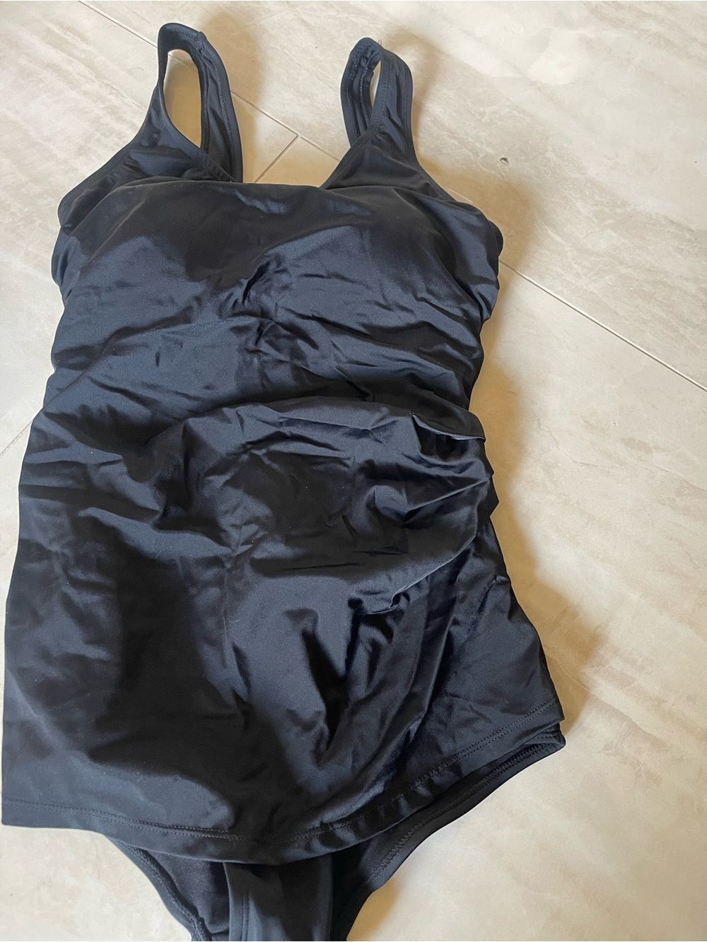 Swimsuits For All Black One-Piece Ruched Tummy-Smoothing Swimsuit